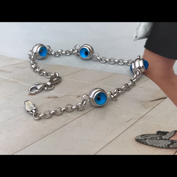 Silver evil eye bracelet,Turkish evil eye - Picture 5 of 5